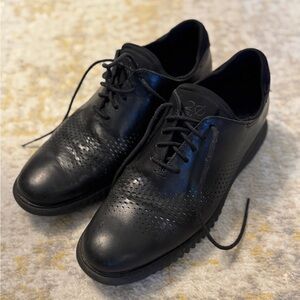 Cole Haan Black Oxford Shoes with Smooth Leather and Broguing